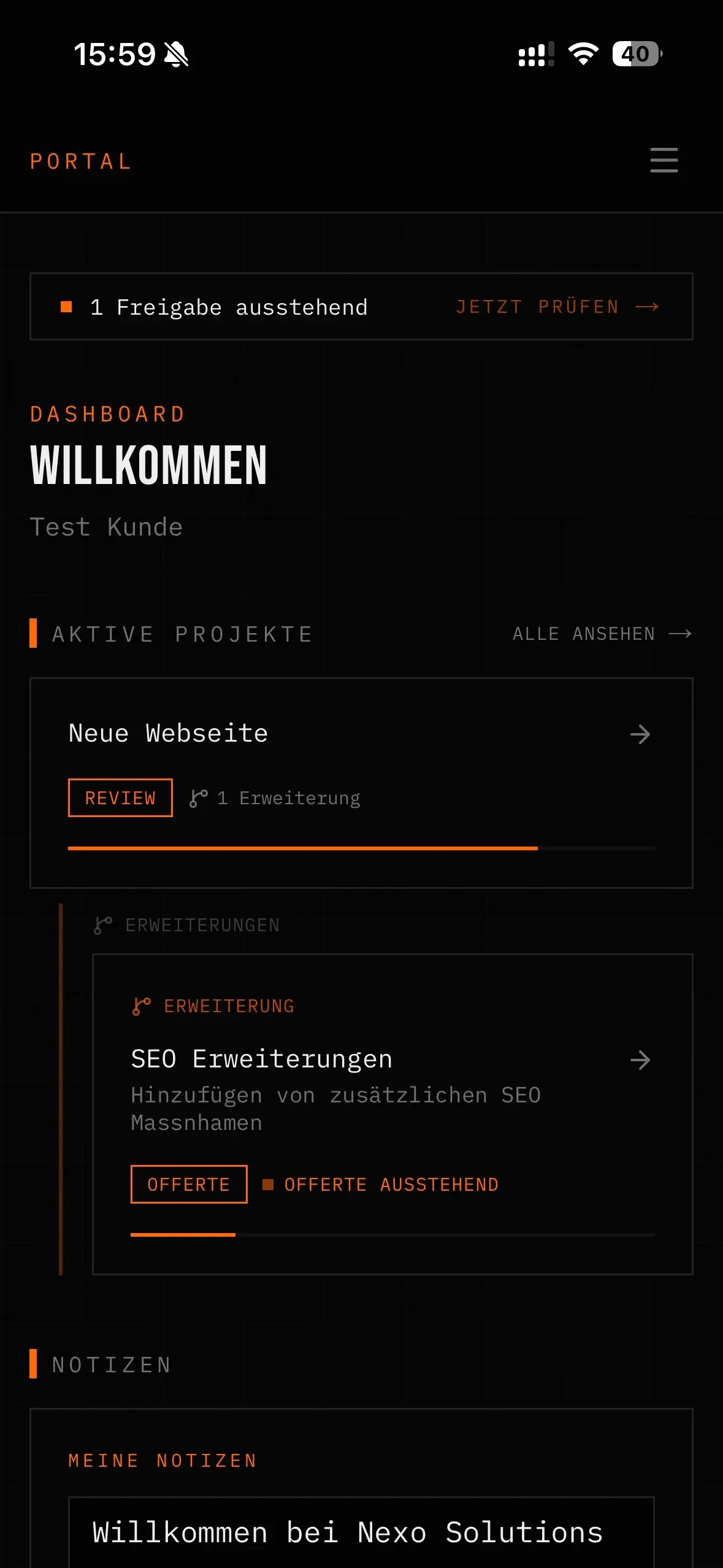 Nexo Hub Mobile – Dark Mode