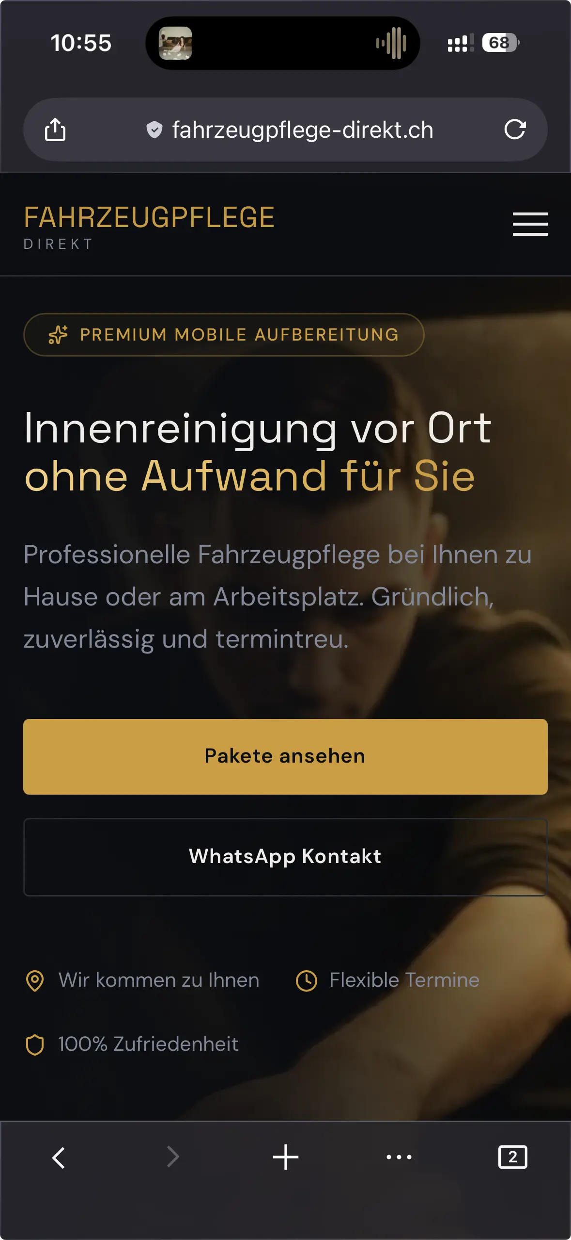 Website von Fahrzeugpflege Direkt, umgesetzt von Nexo Solutions