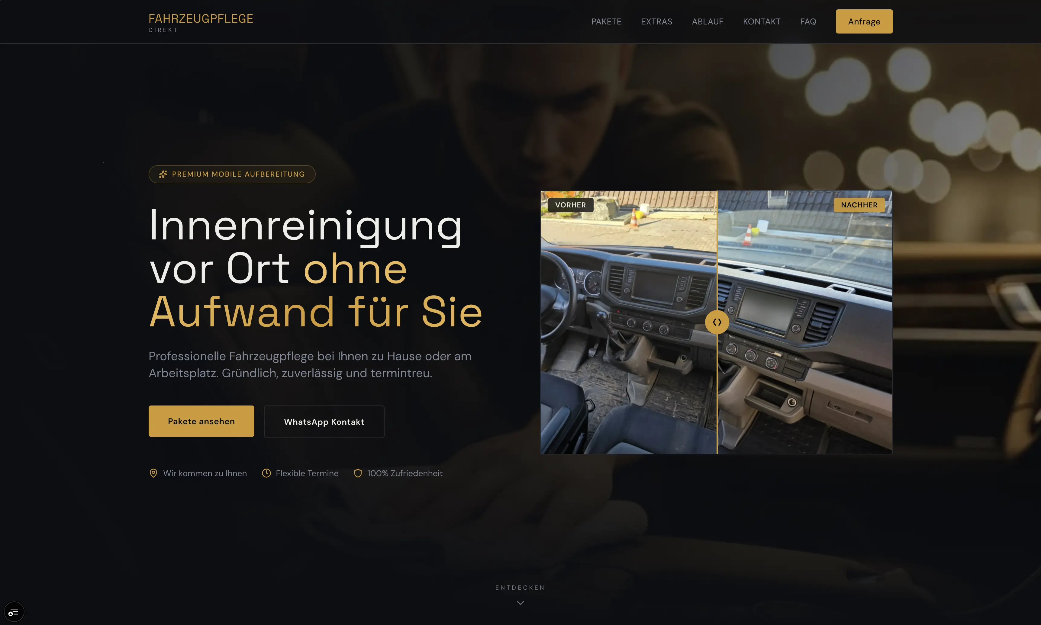 Fahrzeugpflege Direkt – Webdesign für Schweizer Autopflege-Betrieb