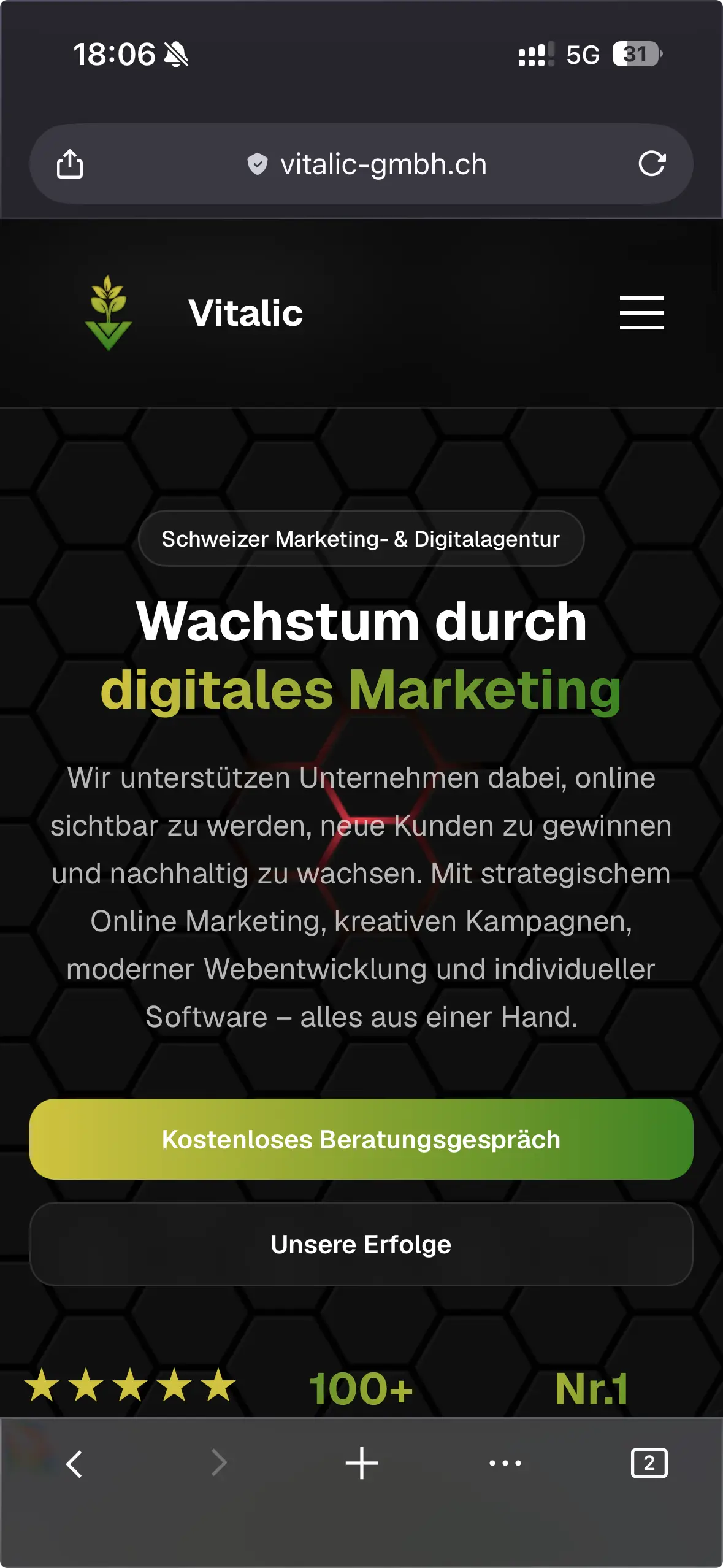 Vitalic GmbH Website Mobile